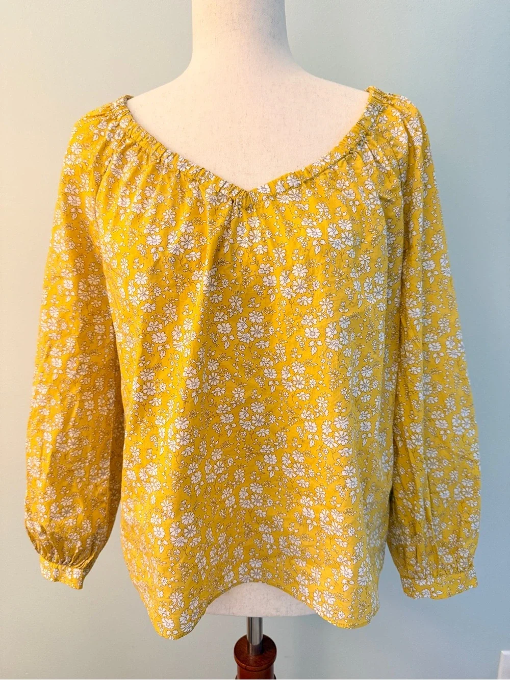 J.Crew Liberty Fabric Floral Blouse Mustard Yellow Size S